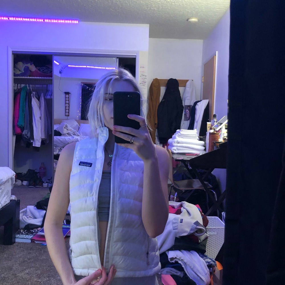 white Patagonia vest